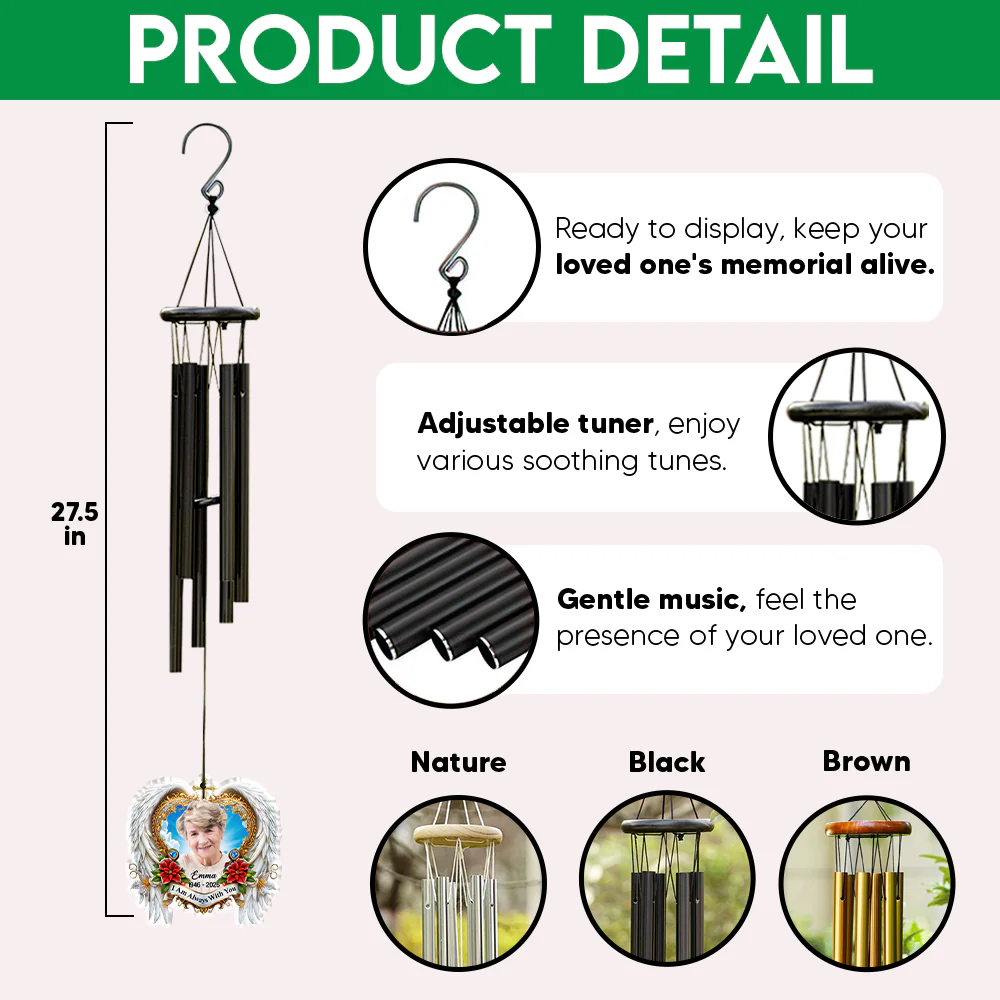 I'm Always With You - Custom Memorial Photo Acrylic Wind Chimes CH07 896508 - Image 7