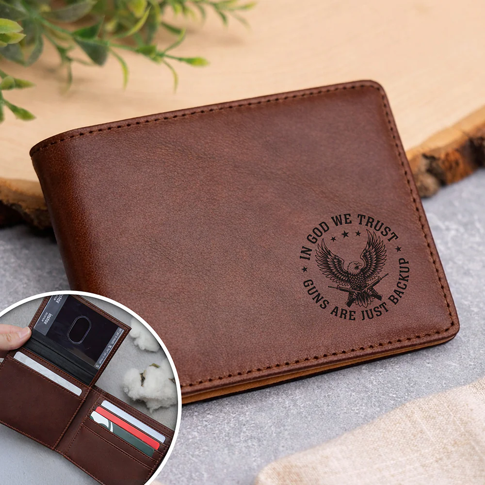 In God We Trust Eagle - Guns Are Just Backup Printed Leather Wallet Gift For Him CH07 910302 - Image 4