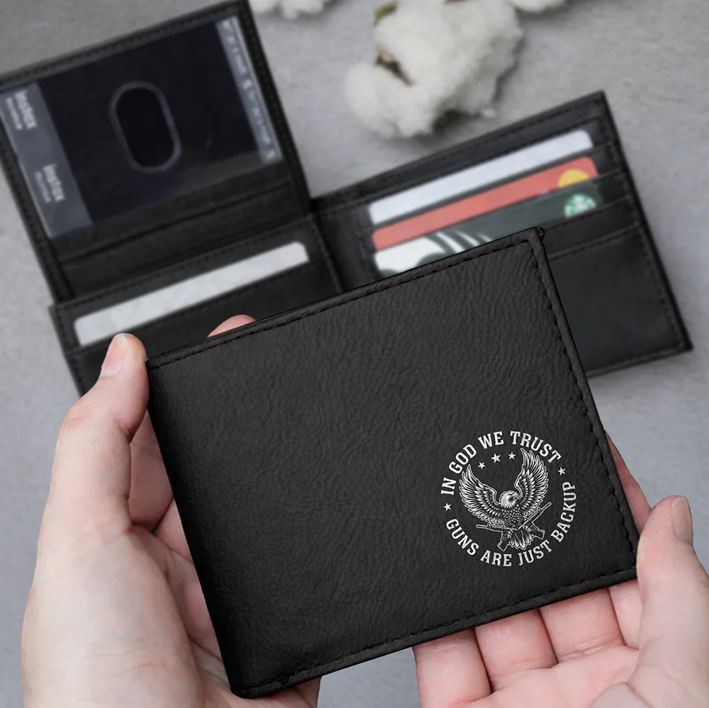 In God We Trust Eagle - Guns Are Just Backup Printed Leather Wallet Gift For Him CH07 910302 - Image 5