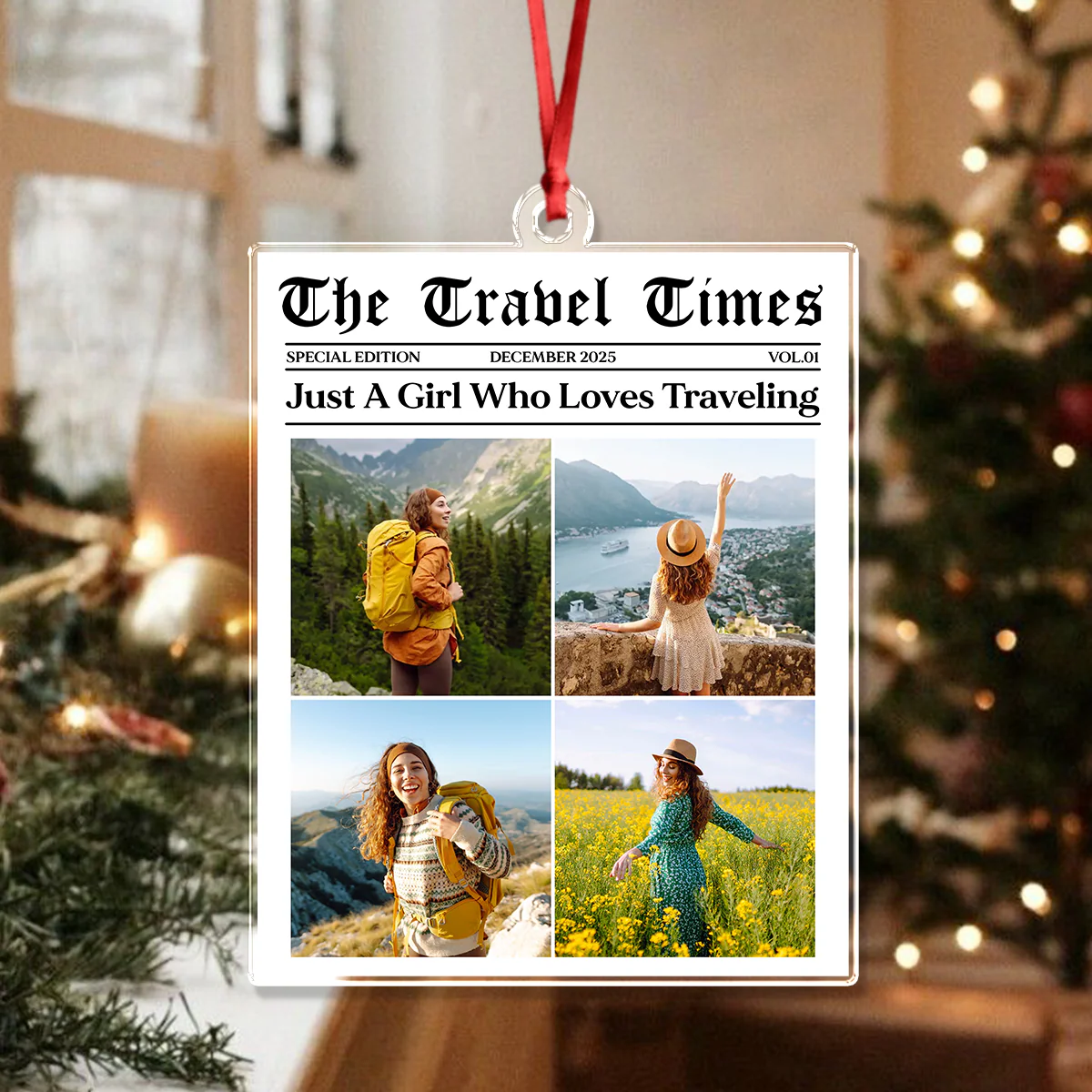 Just A Girl Who Loves Traveling - Custom Photo Acrylic Ornament Personalized Gift For Travel Lovers CH07 899312 - Image 3