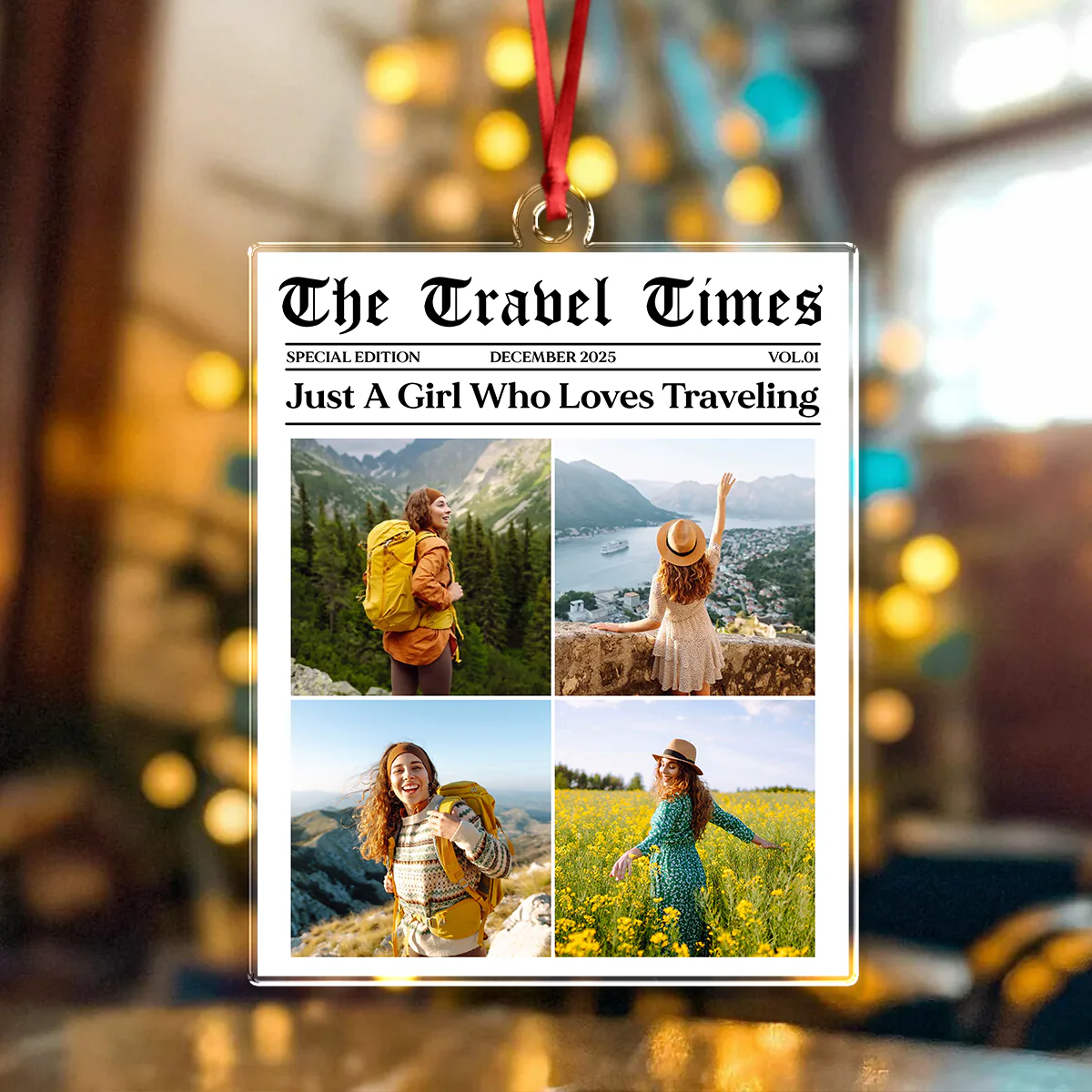 Just A Girl Who Loves Traveling - Custom Photo Acrylic Ornament Personalized Gift For Travel Lovers CH07 899312 - Image 4