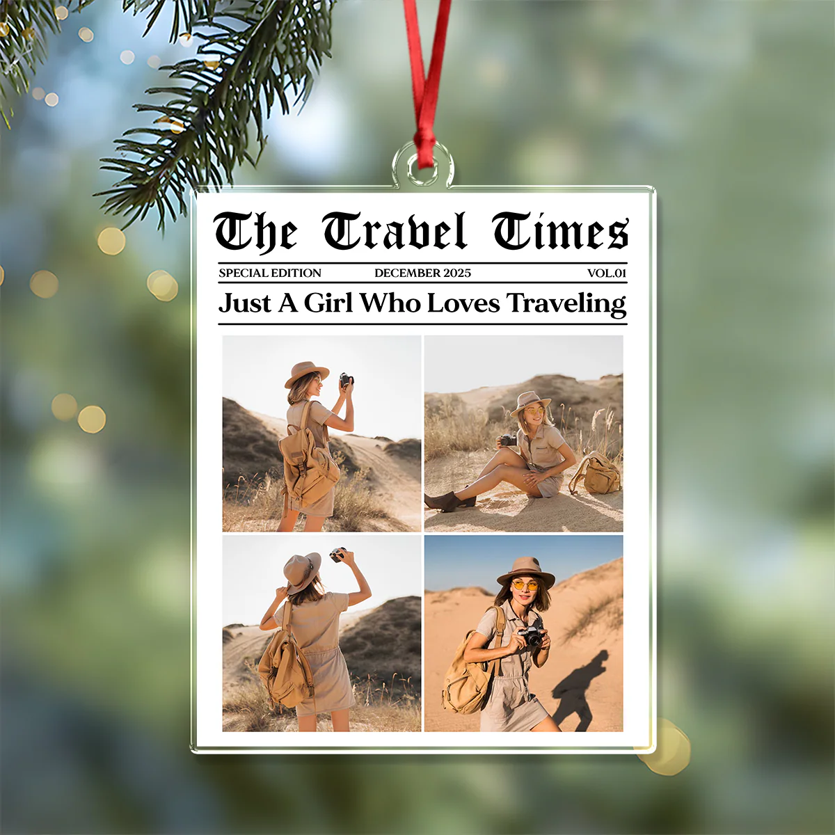 Just A Girl Who Loves Traveling - Custom Photo Acrylic Ornament Personalized Gift For Travel Lovers CH07 899312 - Image 5
