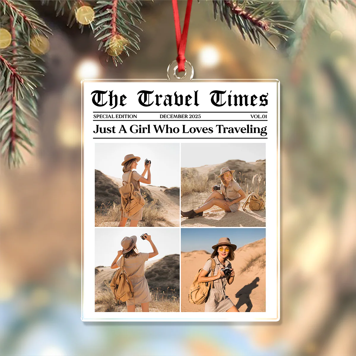 Just A Girl Who Loves Traveling - Custom Photo Acrylic Ornament Personalized Gift For Travel Lovers CH07 899312 - Image 6