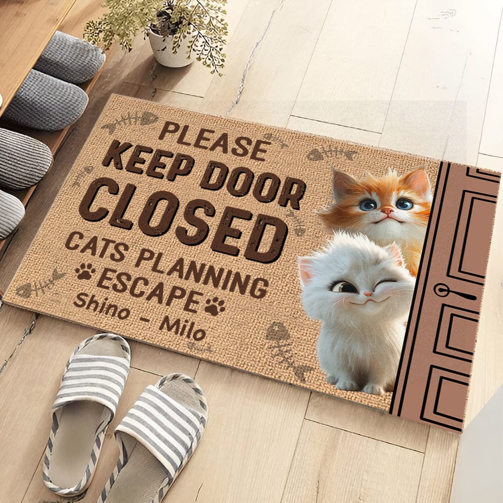 Keep Door Closed Cats Planning Escape Personalized Doormat Funny Gift For Cat Lovers CH07 895232 - Image 3