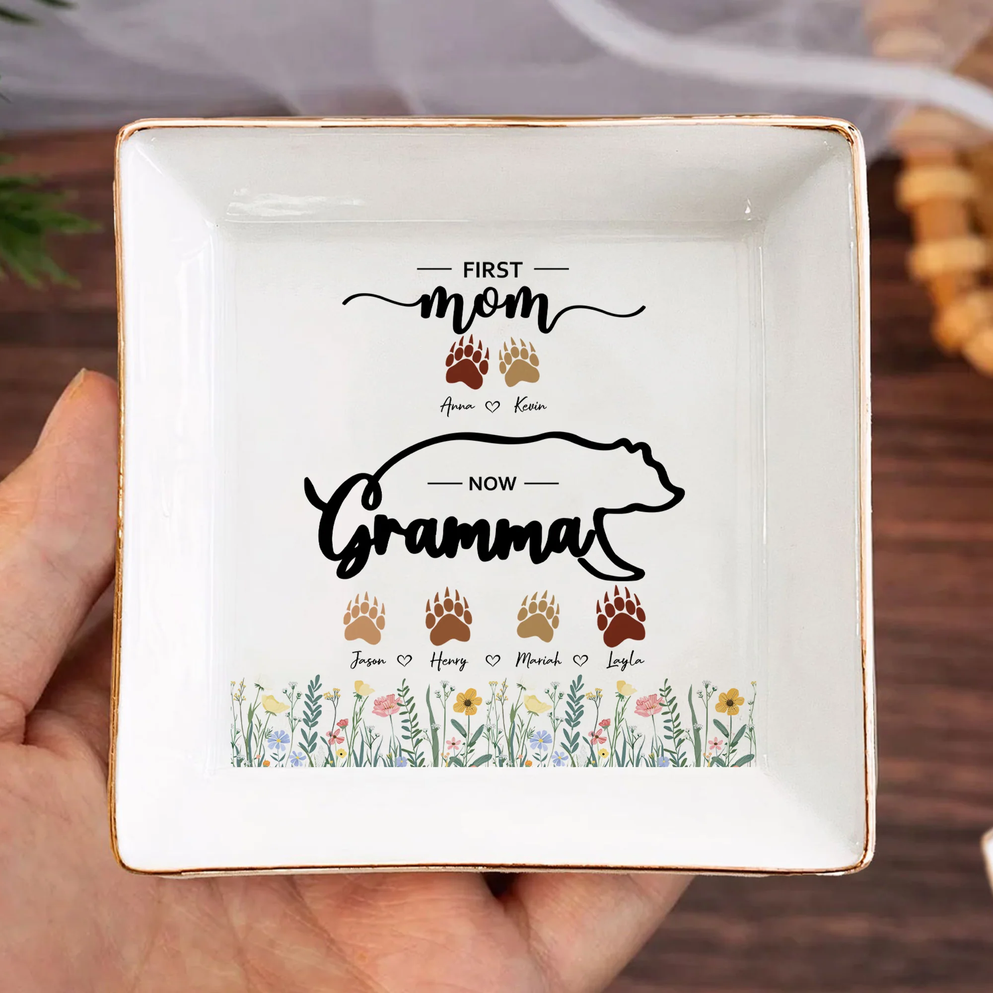 Mama Bear Personalized First Mom Now Grandma Jewelry Dish Gift For Mom, Grandma CH07 895284 - Image 2