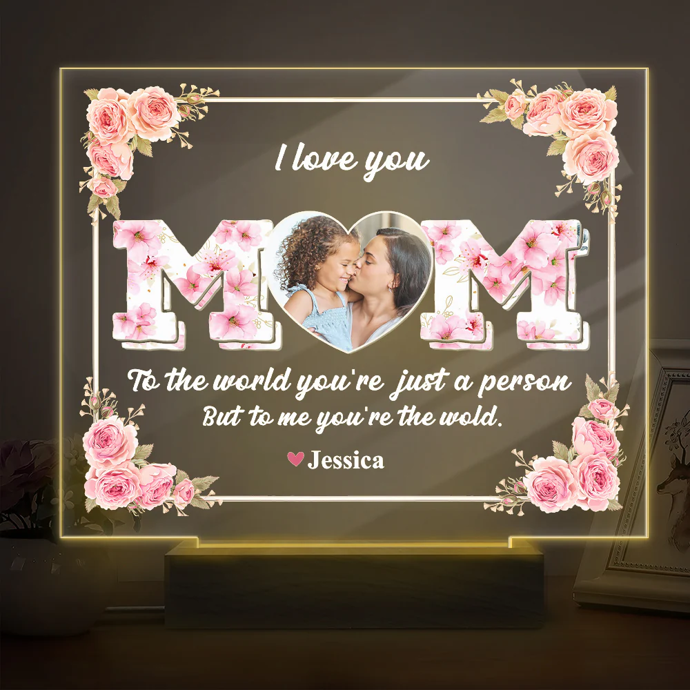 Mom, To Me You're The Wold Custom Photo Acrylic Plaque LED Night Light Mothers Day Gift For Mom CH07 895276 - Image 4