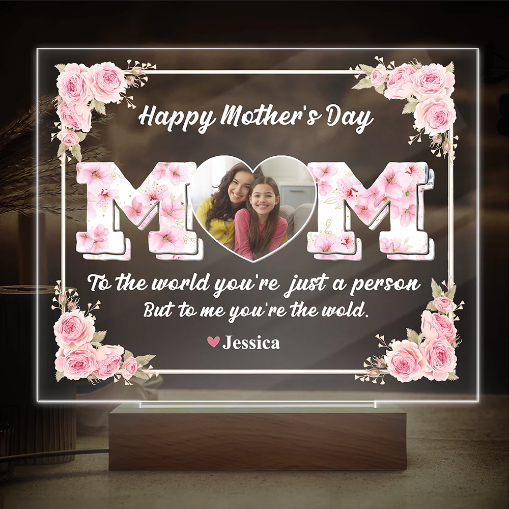 Mom, To Me You're The Wold Custom Photo Acrylic Plaque LED Night Light Mothers Day Gift For Mom CH07 895276 - Image 9