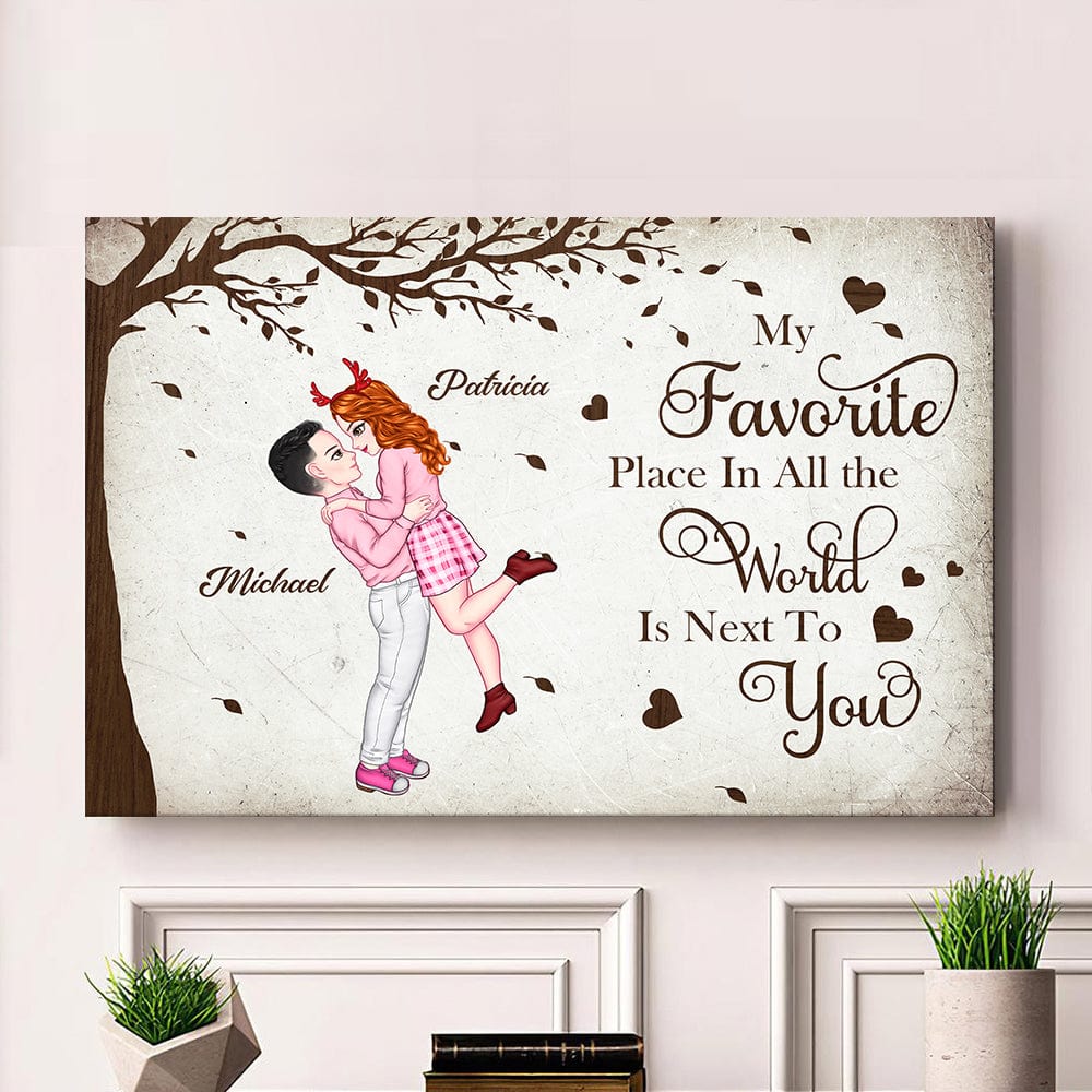 My Favorite Place In The World Is Next To You Personalized Couple Canvas Picture Frame Romantic Gift For Him Her HA75 895038 - Image 3