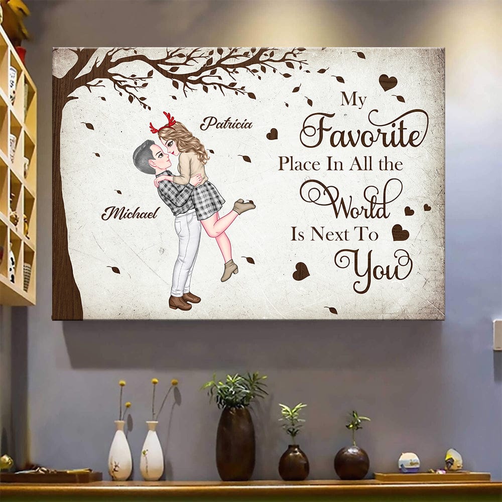 My Favorite Place In The World Is Next To You Personalized Couple Canvas Picture Frame Romantic Gift For Him Her HA75 895038 - Image 5