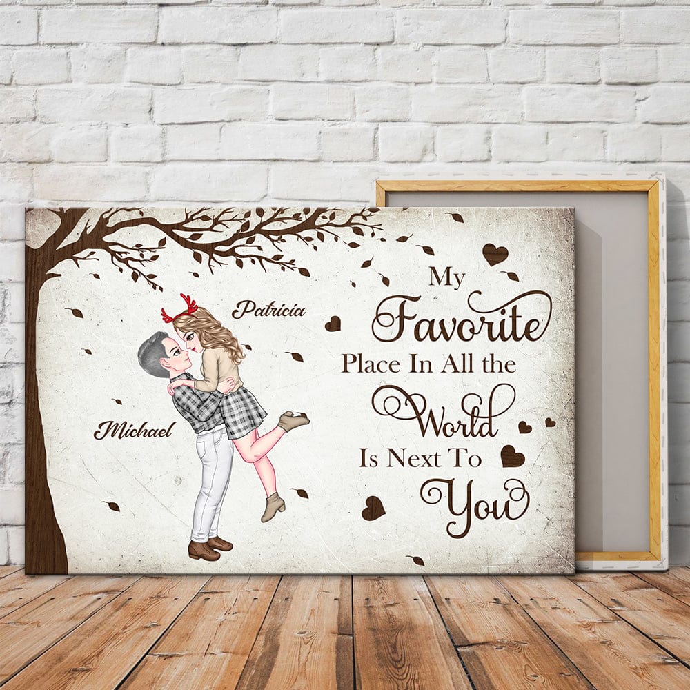 My Favorite Place In The World Is Next To You Personalized Couple Canvas Picture Frame Romantic Gift For Him Her HA75 895038 - Image 7