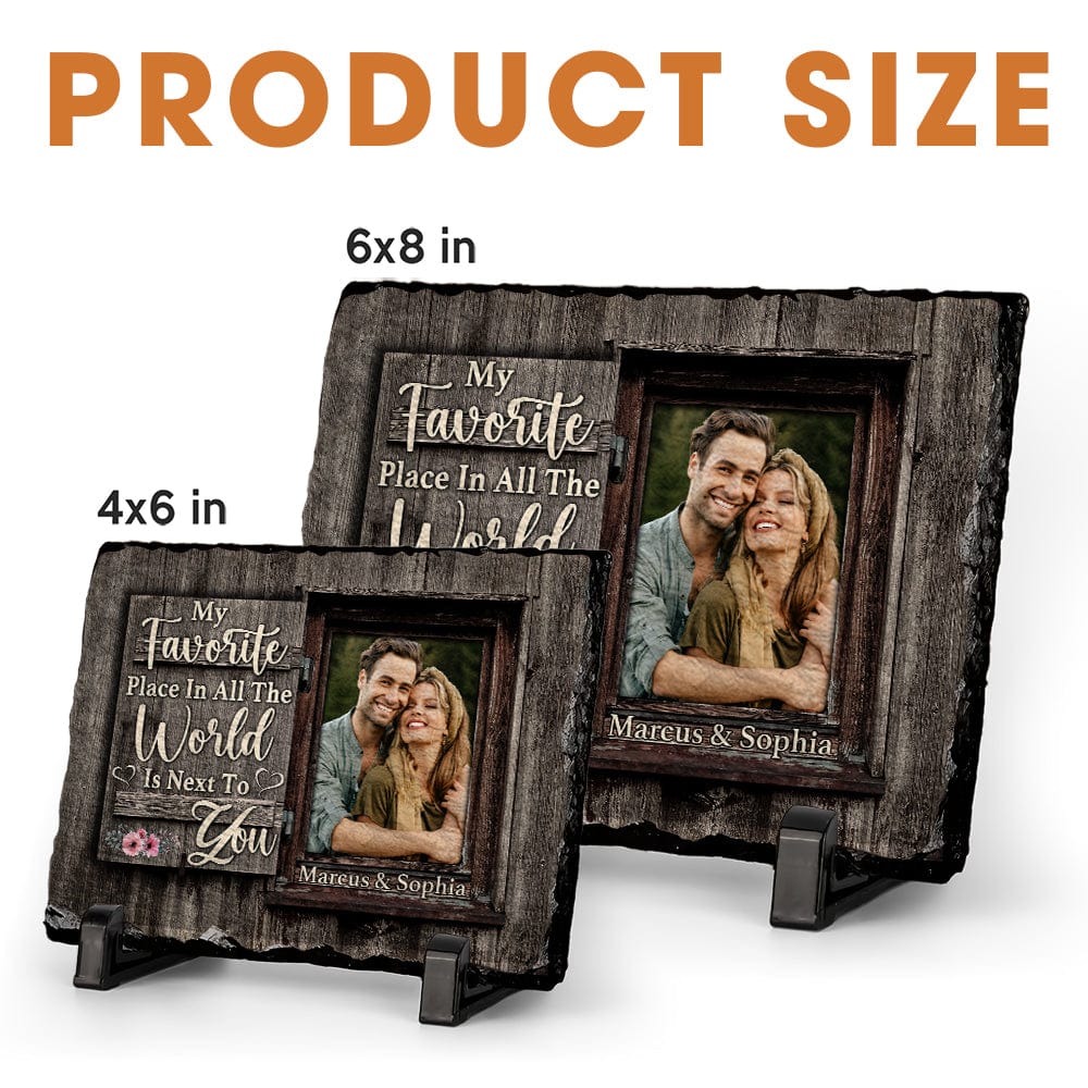My Favorite Place Is Next To You Personalized Couple Photo Rectangle Shaped Stone With Stand HO82 895100 - Image 4