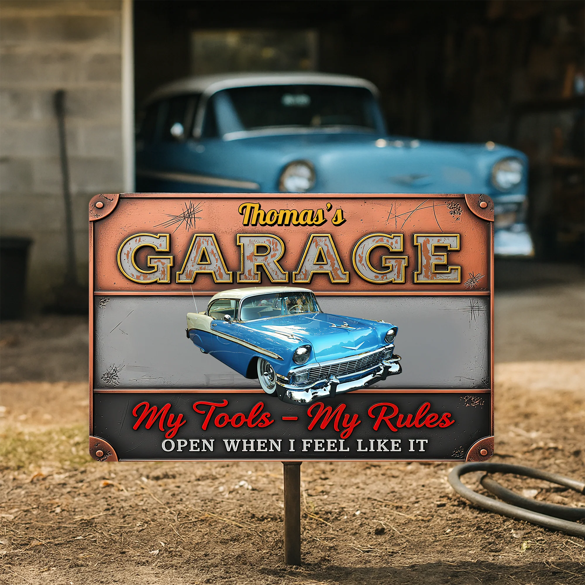 My Tools My Rules Custom Car Photo Retro Garage Metal Sign CH07 896276 - Image 3