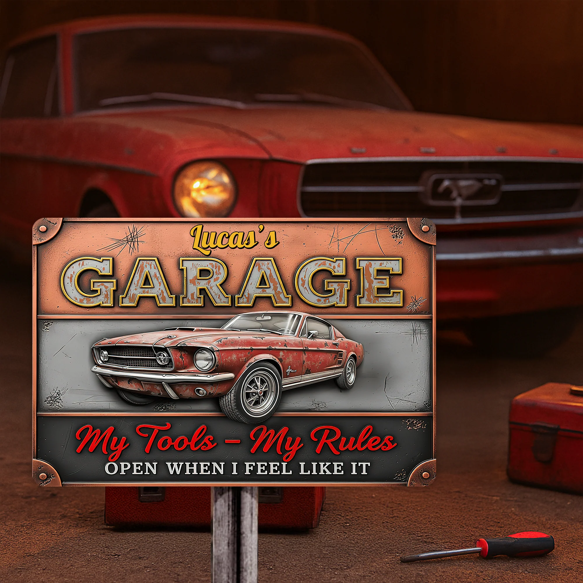 My Tools My Rules Custom Car Photo Retro Garage Metal Sign CH07 896276 - Image 5