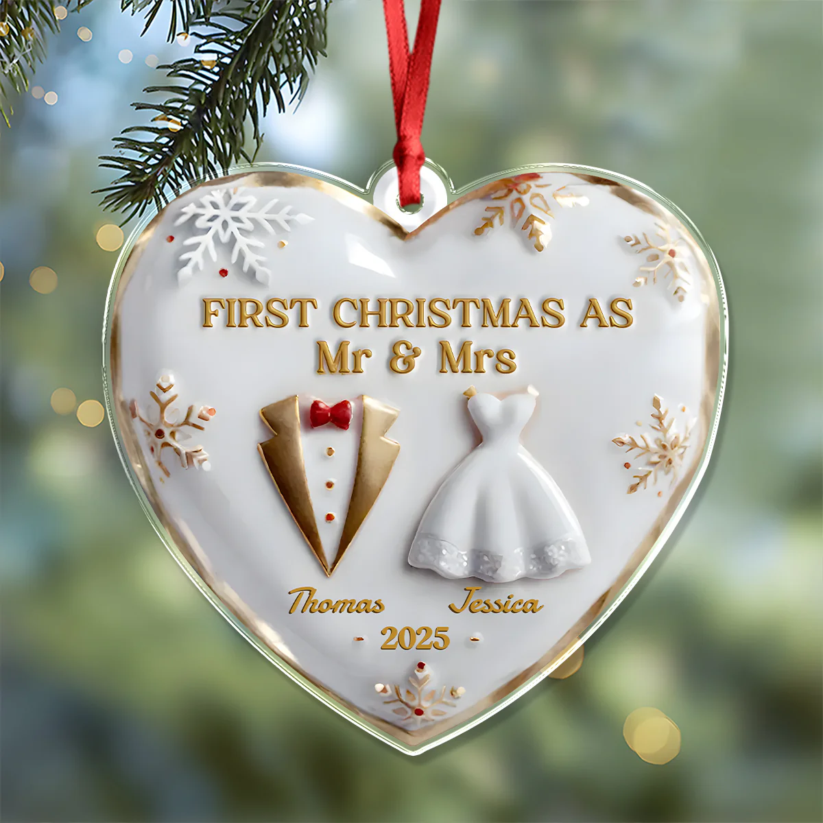 Our First Christmas Together Heart Acrylic Ornament Personalized Wedding Anniversary Christmas Ornament CH07 896888 - Image 7