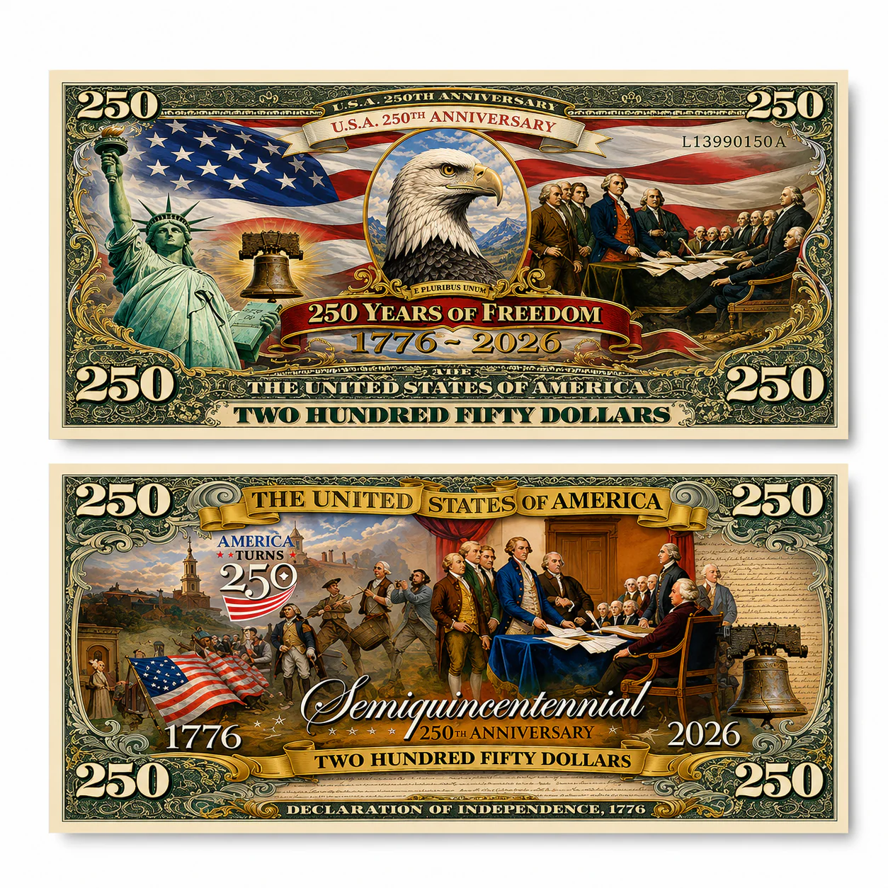 Pack of 20 – USA 250th Anniversary Commemorative Bills American Freedom Money Funny 4th of July Gift CH07 911826 - Image 3