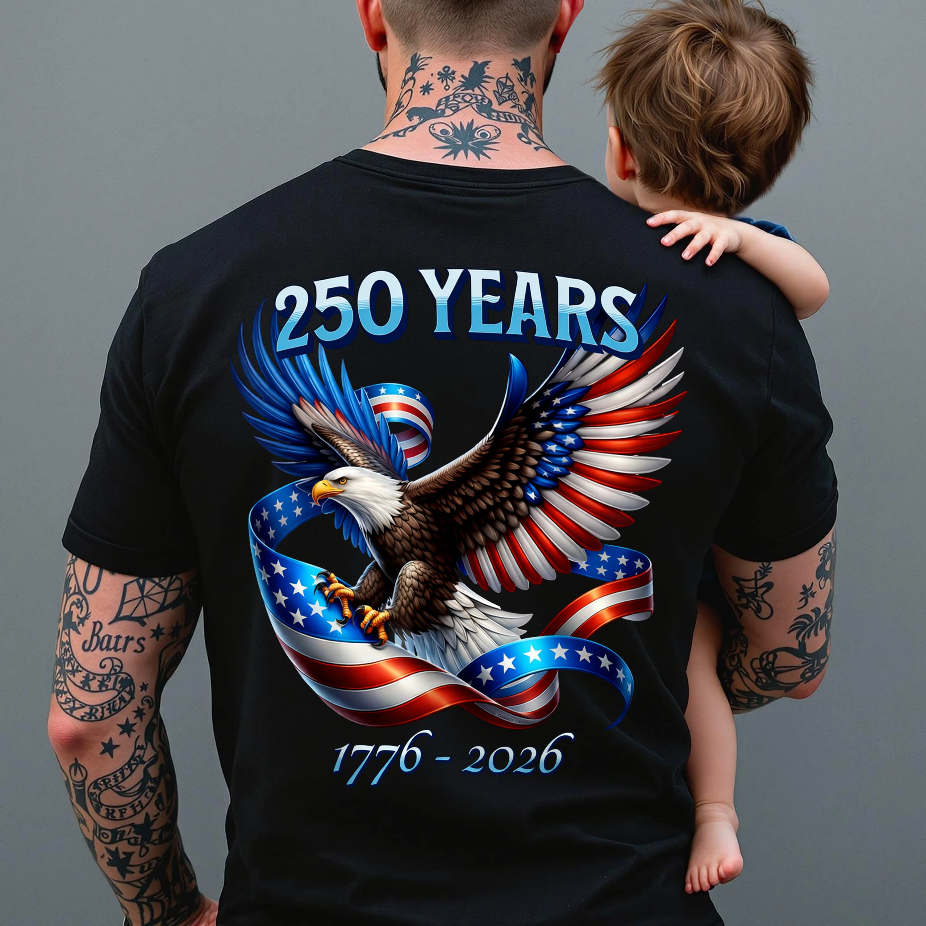 Patriotic Eagle and Flag 250 Years 1776-2026 Back Shirt CH07 911210 - Image 2