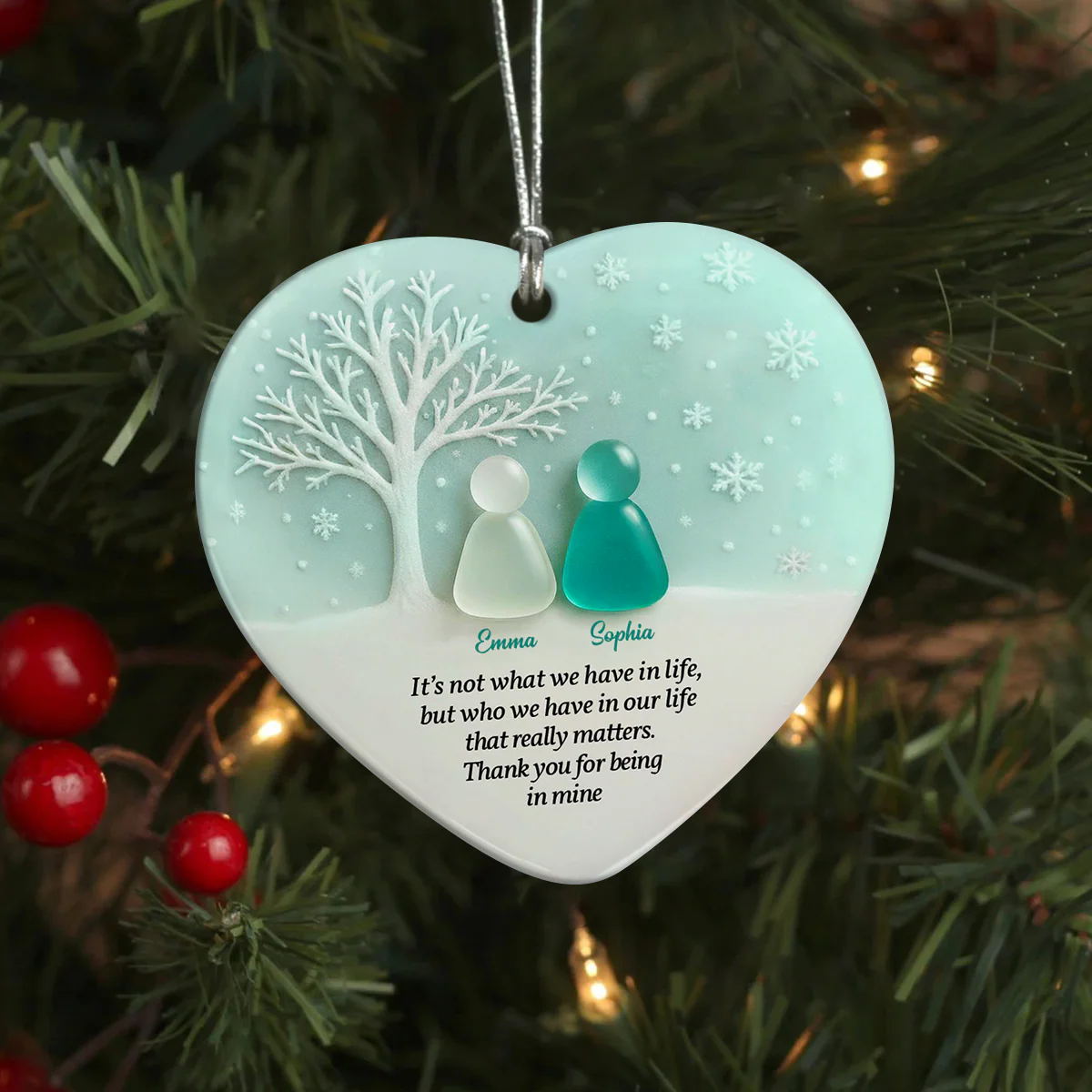 Personalized 2D Friendship Sea Glass Heart Ceramic Ornament, Best Friend Christmas Gift CH07 899864 - Image 3