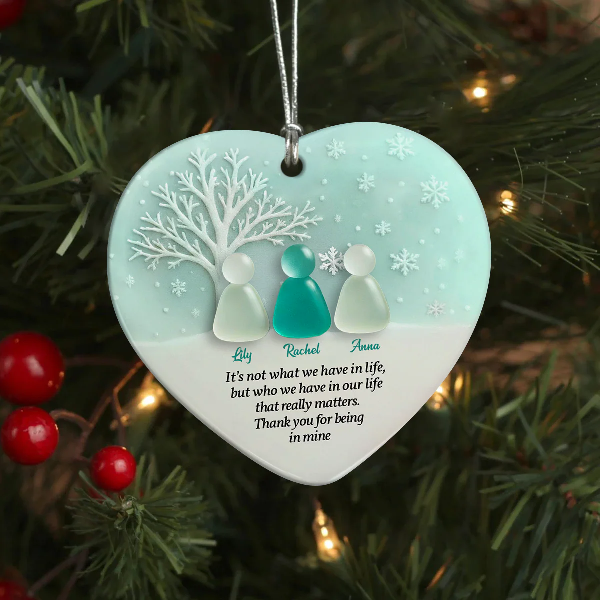 Personalized 2D Friendship Sea Glass Heart Ceramic Ornament, Best Friend Christmas Gift CH07 899864 - Image 4