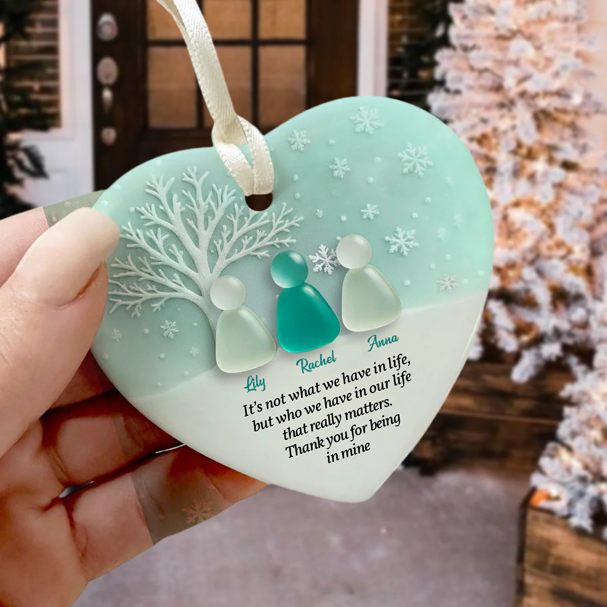 Personalized 2D Friendship Sea Glass Heart Ceramic Ornament, Best Friend Christmas Gift CH07 899864 - Image 5
