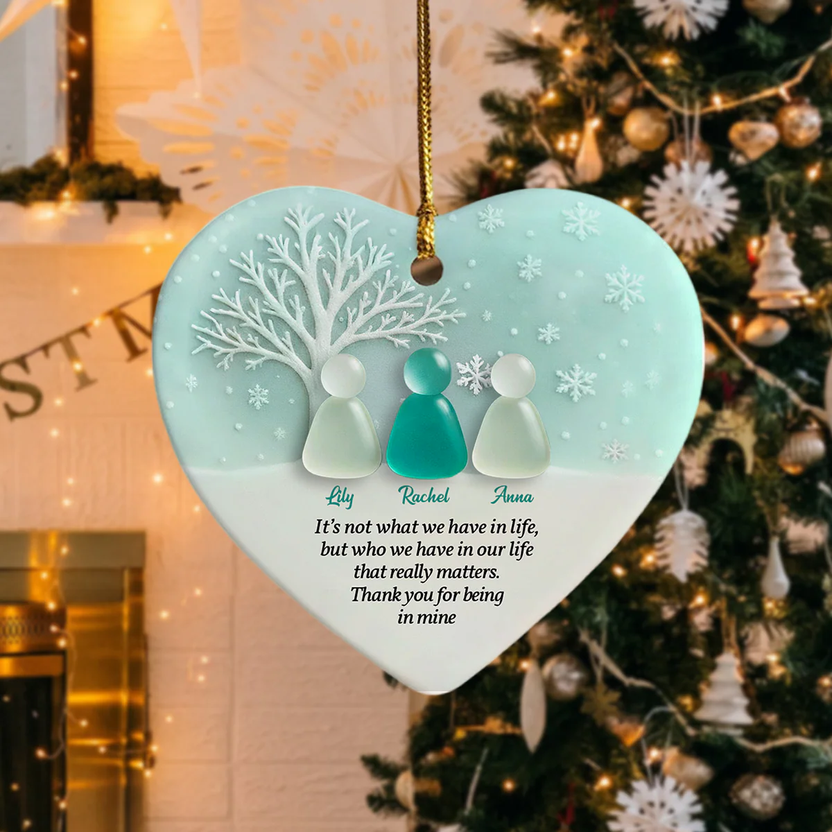 Personalized 2D Friendship Sea Glass Heart Ceramic Ornament, Best Friend Christmas Gift CH07 899864 - Image 6
