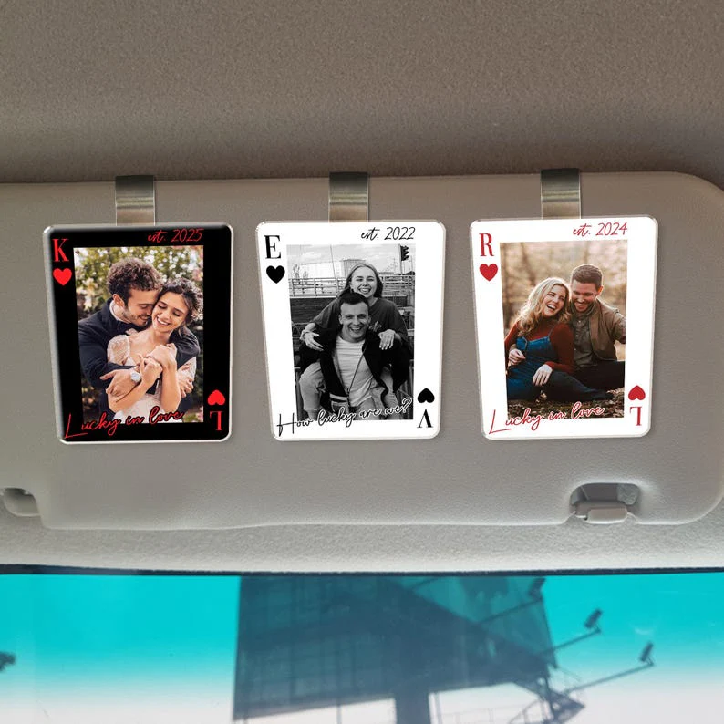 Personalized Couple Photo Car Visor Clip, Drive Safe Gift for Him, Valentines Day Gift for Boyfriend CH07 910430 - Image 3