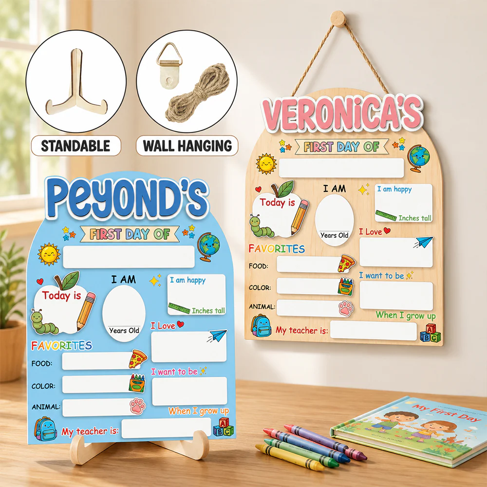 Personalized First Day of School Sign, Custom Back to School Wooden Board CH07 911868 - Image 5