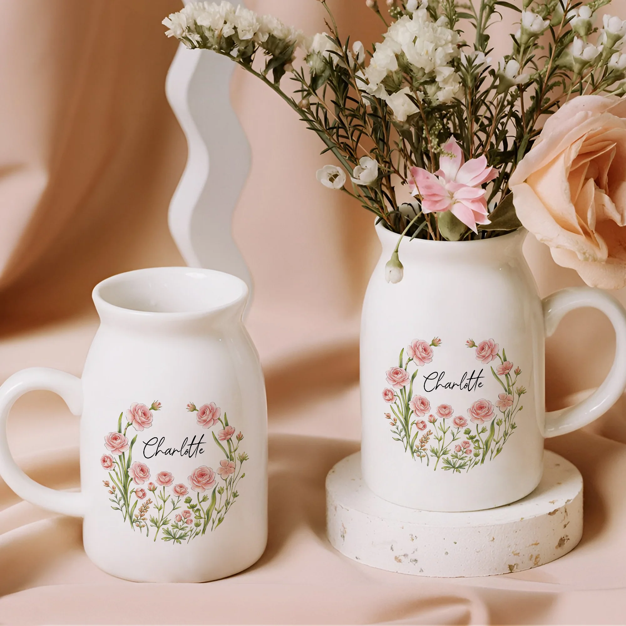 Personalized Floral Name Flower Vase Gift For Her CH07 911202 - Image 2