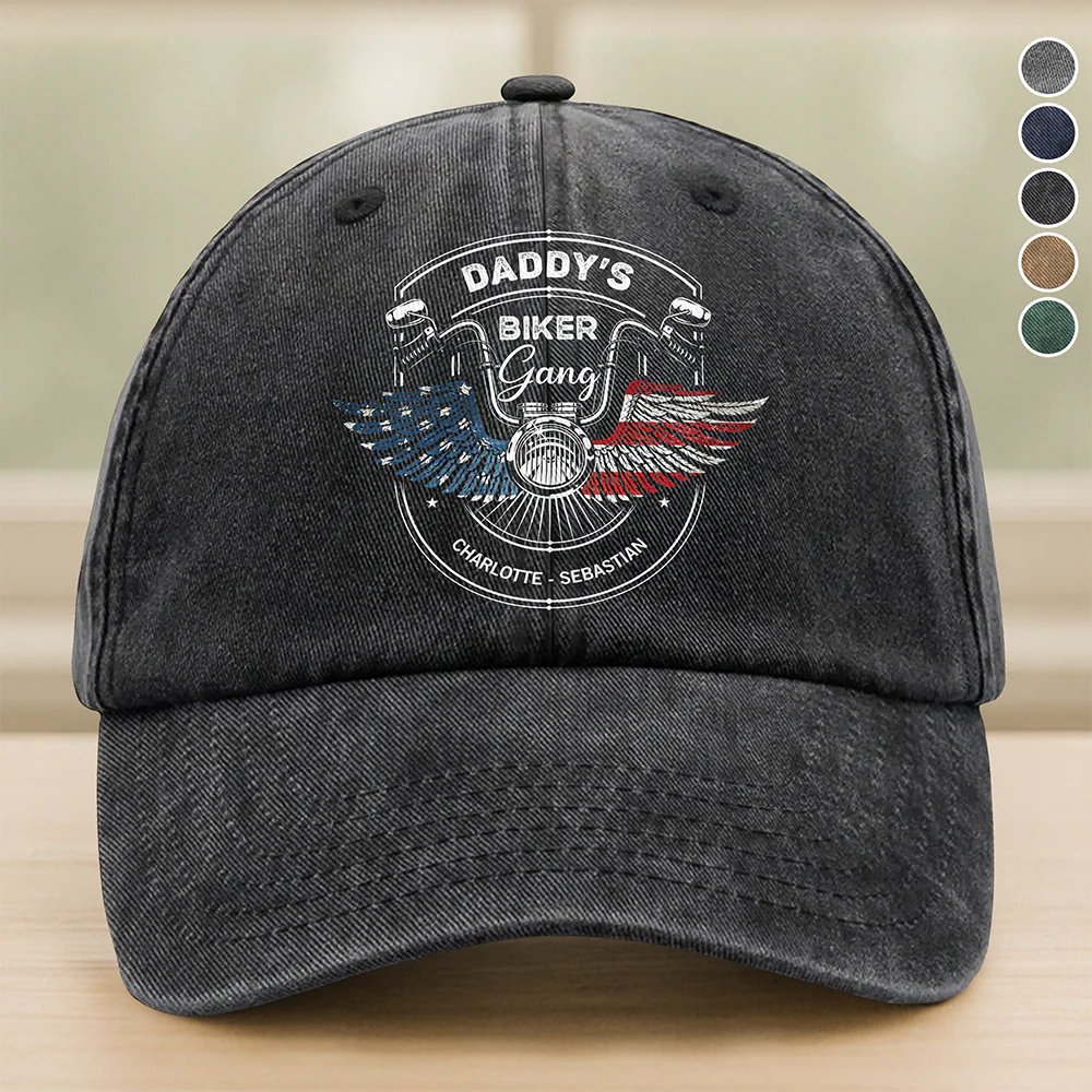 Personalized Grandpa's Biker Gang Washed Baseball Denim Cap CH07 896634 - Image 2