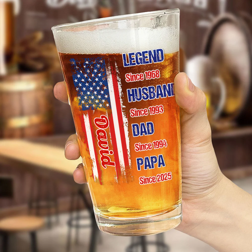 Personalized Legend Husband Dad Papa US Flag Beer Glass CH07 895846 - Image 4