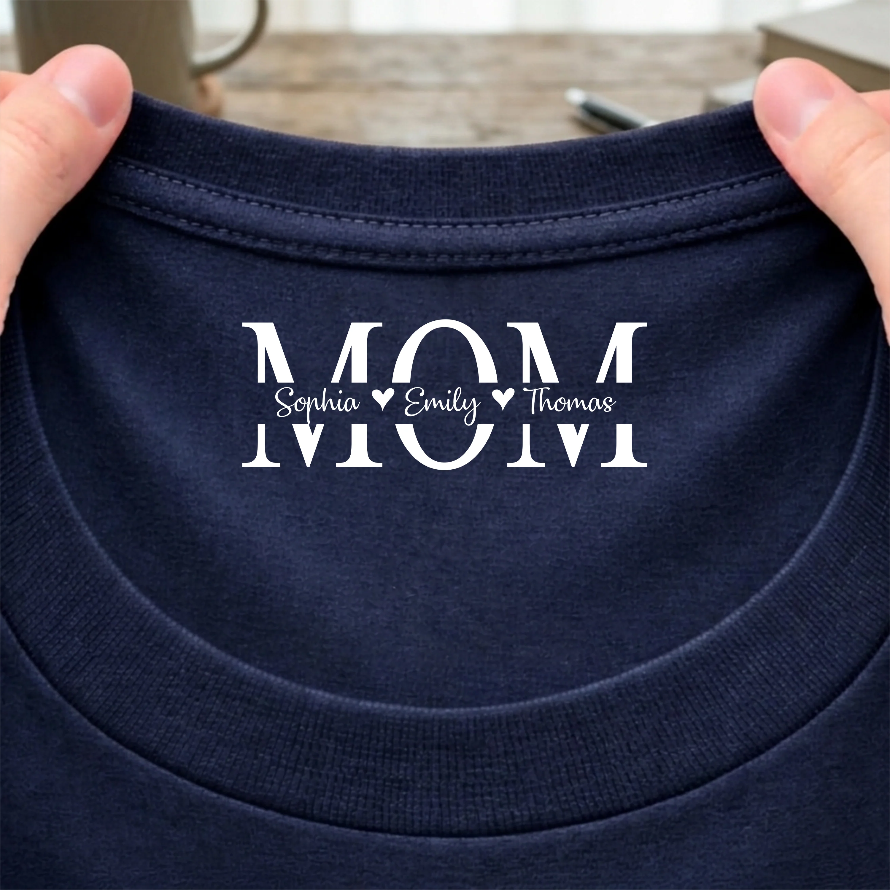 Personalized Mom Neck Print Shirt With Kid Name, Mothers Day Gift CH07 910928 - Image 3
