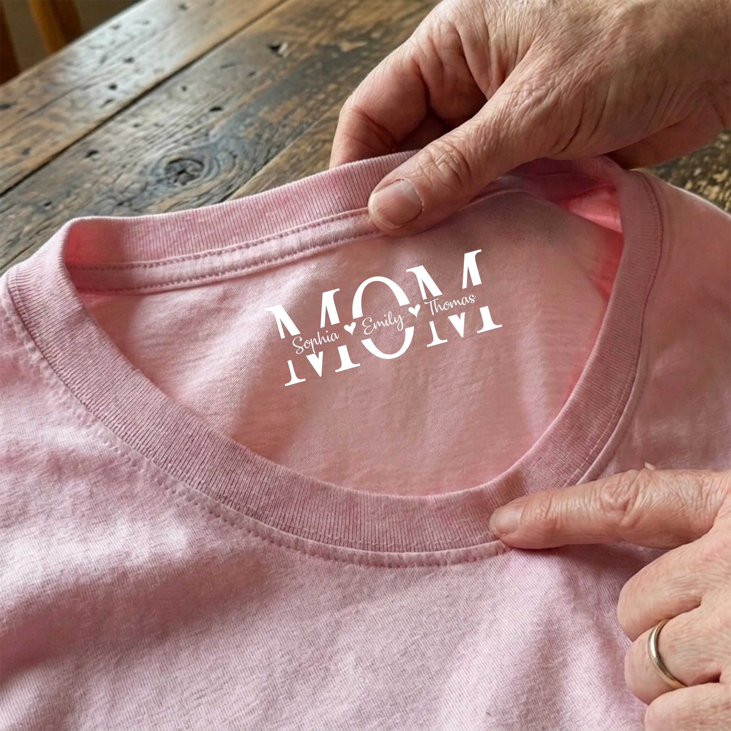 Personalized Mom Neck Print Shirt With Kid Name, Mothers Day Gift CH07 910928 - Image 6