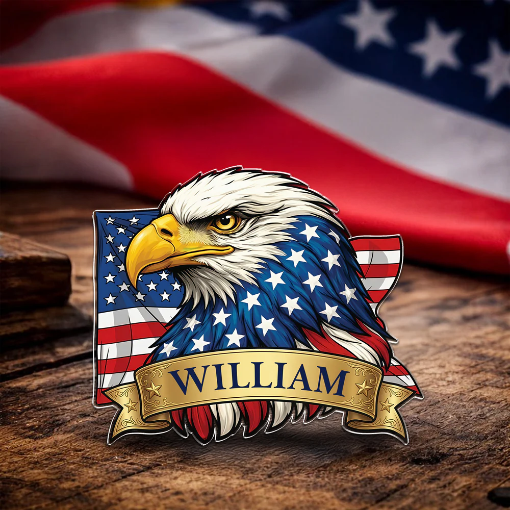 Personalized Patriotic US Flag Bald Eagle Acrylic Pin CH07 910990 - Image 2