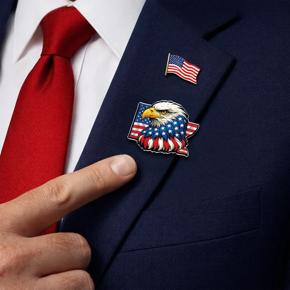 Personalized Patriotic US Flag Bald Eagle Acrylic Pin CH07 910990 - Image 3