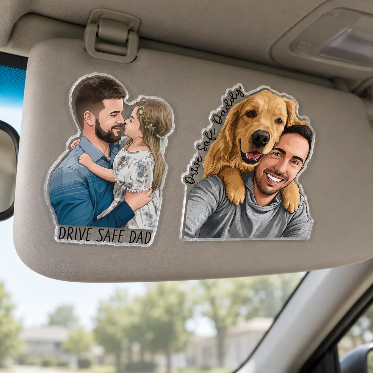 Personalized Portrait From Photo Dad And Kids Acrylic Car Visor Clip Fathers Day Gift CH07 911498 - Image 3