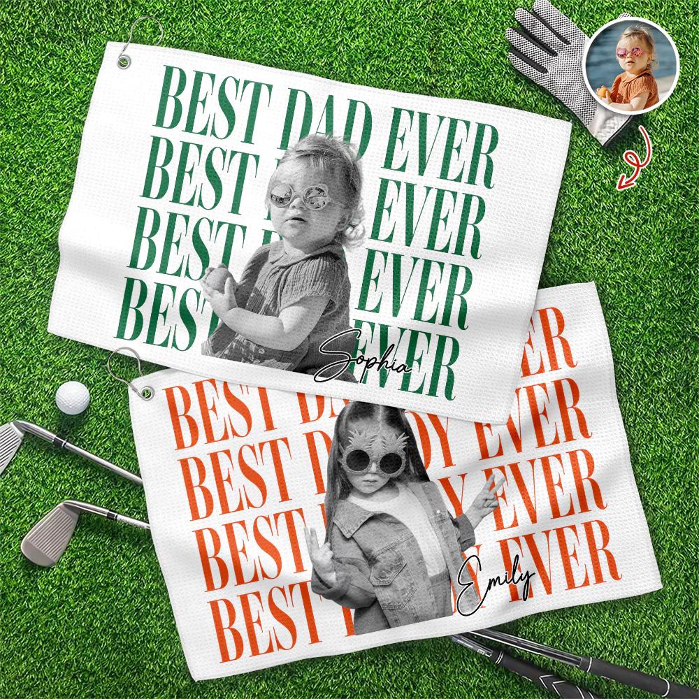 Personalized Vintage Photo Best Dad Ever Golf Towel For Golf Lovers For Father's Day Gift CH07 911504 - Image 2
