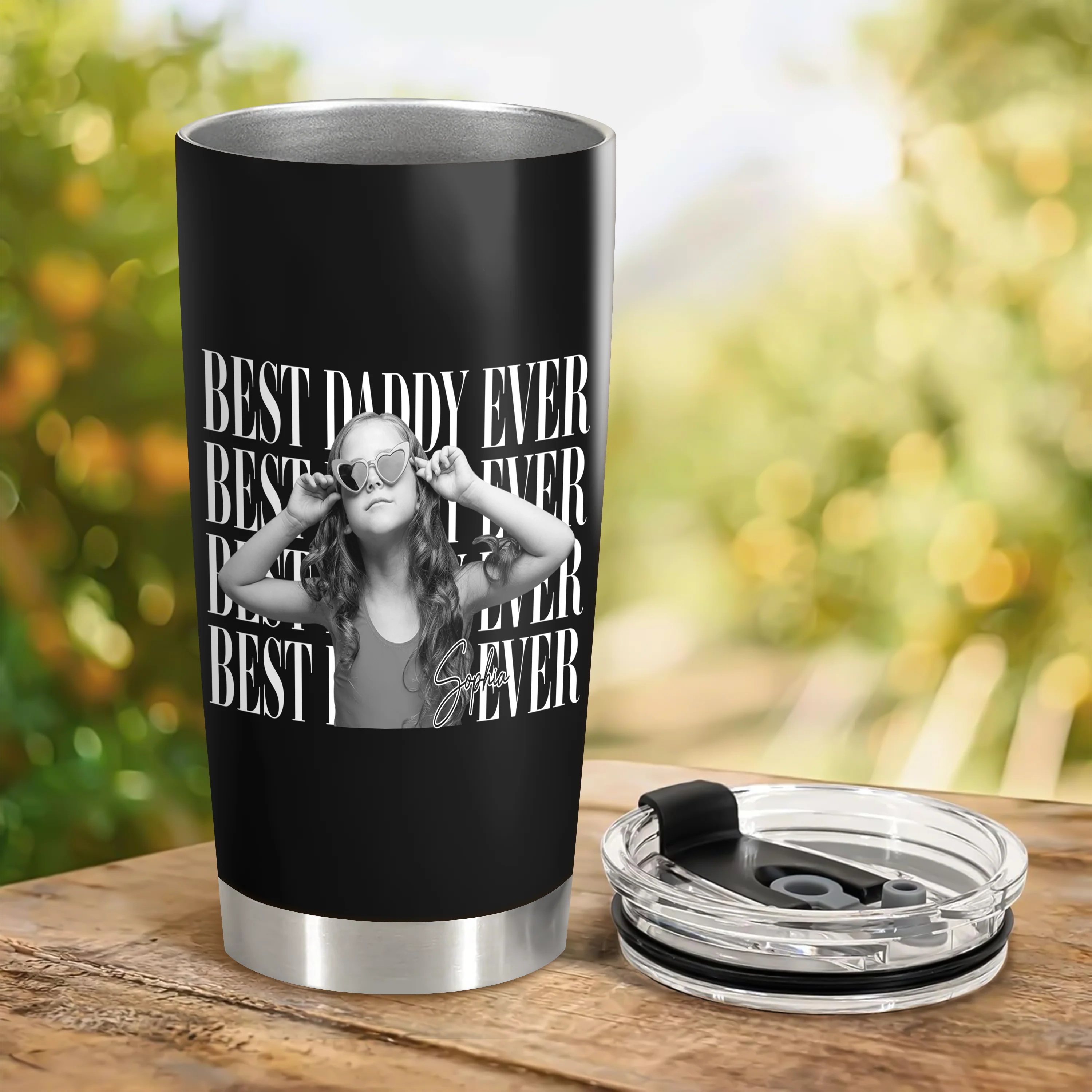 Personalized Vintage Photo Best Dad Mom Ever Fat Tumbler Custom Kid Photo Tumbler CH07 911742 - Image 2