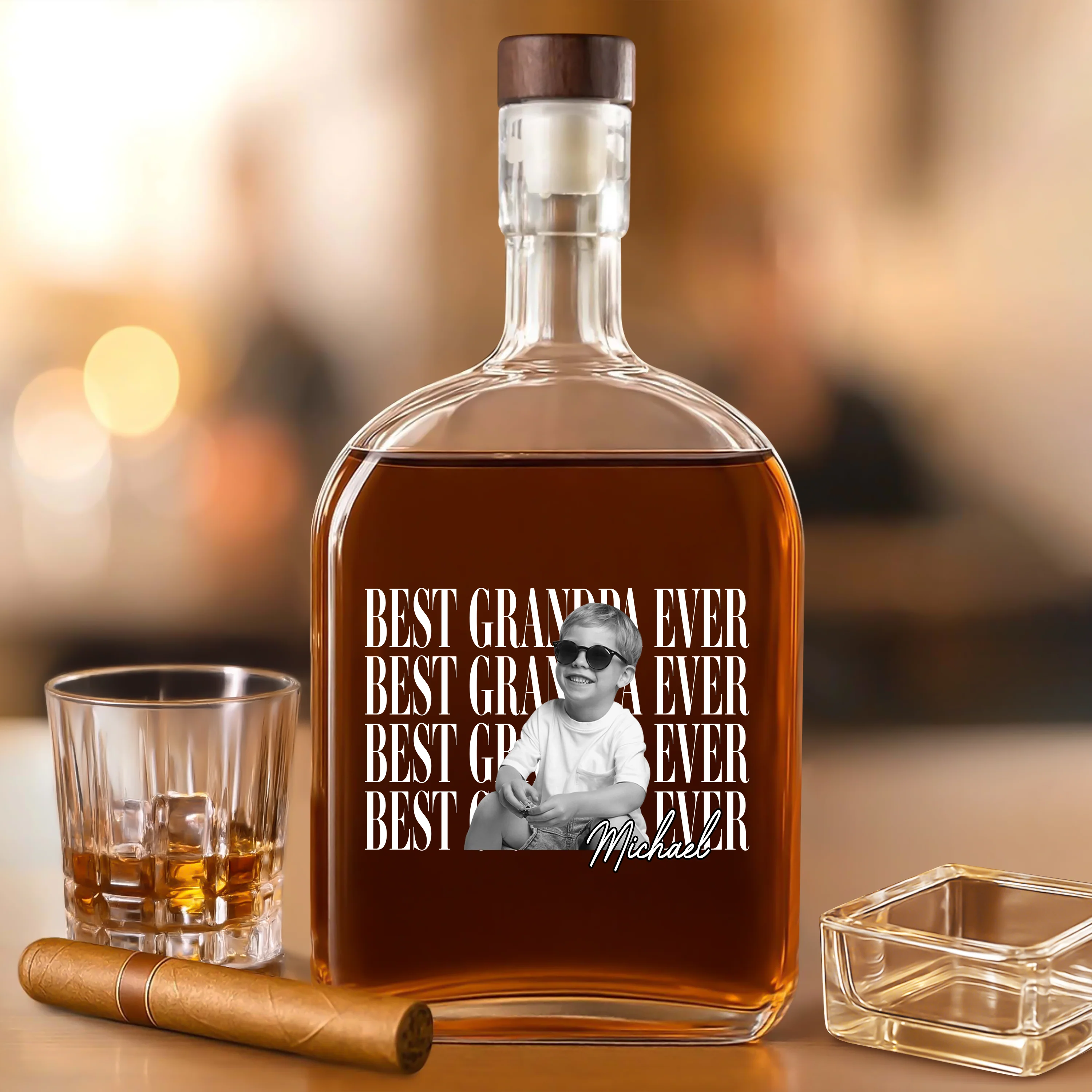 Personalized Vintage Photo Best Dad Mom Ever Whiskey Bottle CH07 911516 - Image 4
