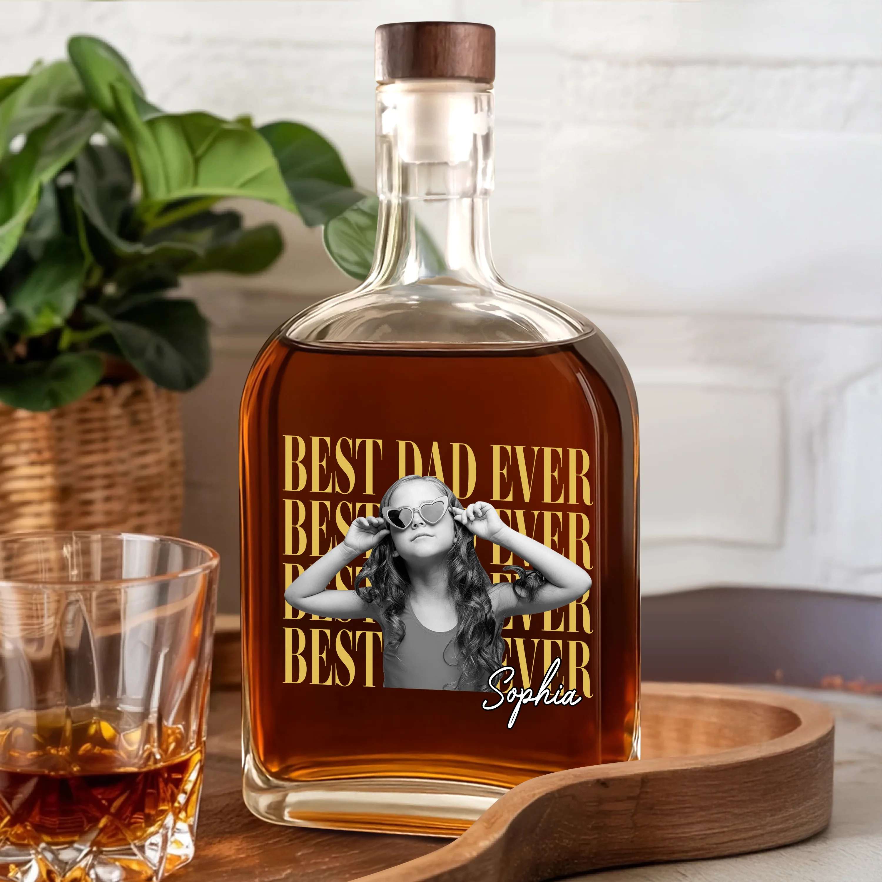 Personalized Vintage Photo Best Dad Mom Ever Whiskey Bottle CH07 911516 - Image 5