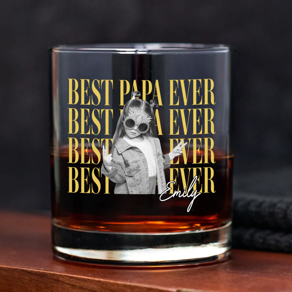 Personalized Vintage Photo Best Dad Mom Ever Whiskey Glass CH07 911518 - Image 2