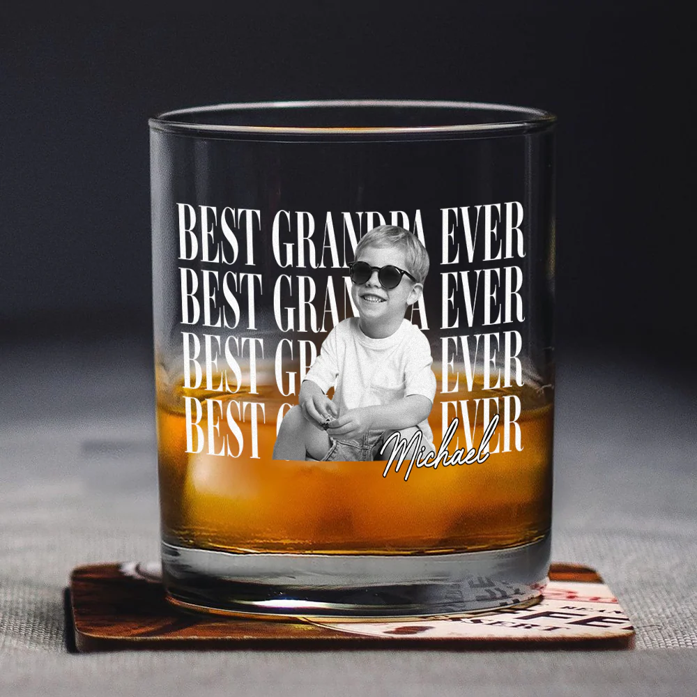 Personalized Vintage Photo Best Dad Mom Ever Whiskey Glass CH07 911518 - Image 3