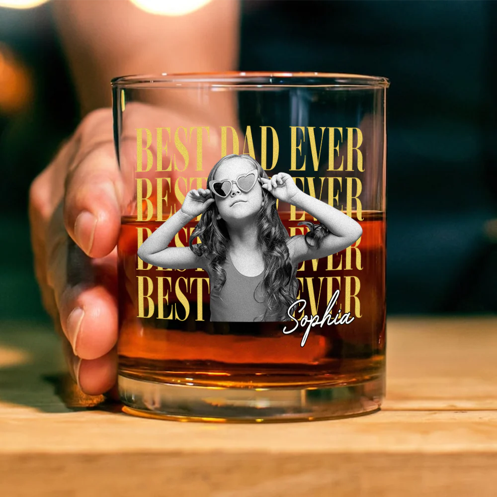 Personalized Vintage Photo Best Dad Mom Ever Whiskey Glass CH07 911518 - Image 4