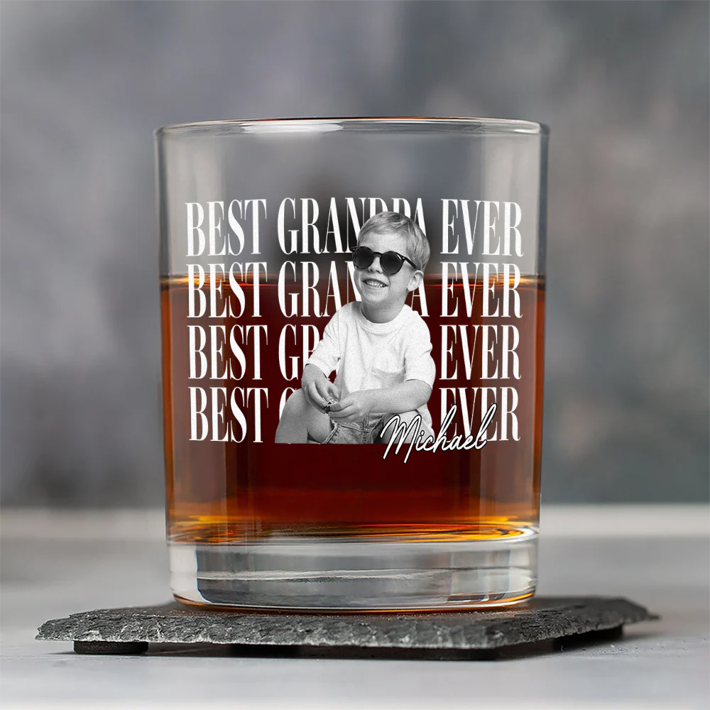Personalized Vintage Photo Best Dad Mom Ever Whiskey Glass CH07 911518 - Image 5