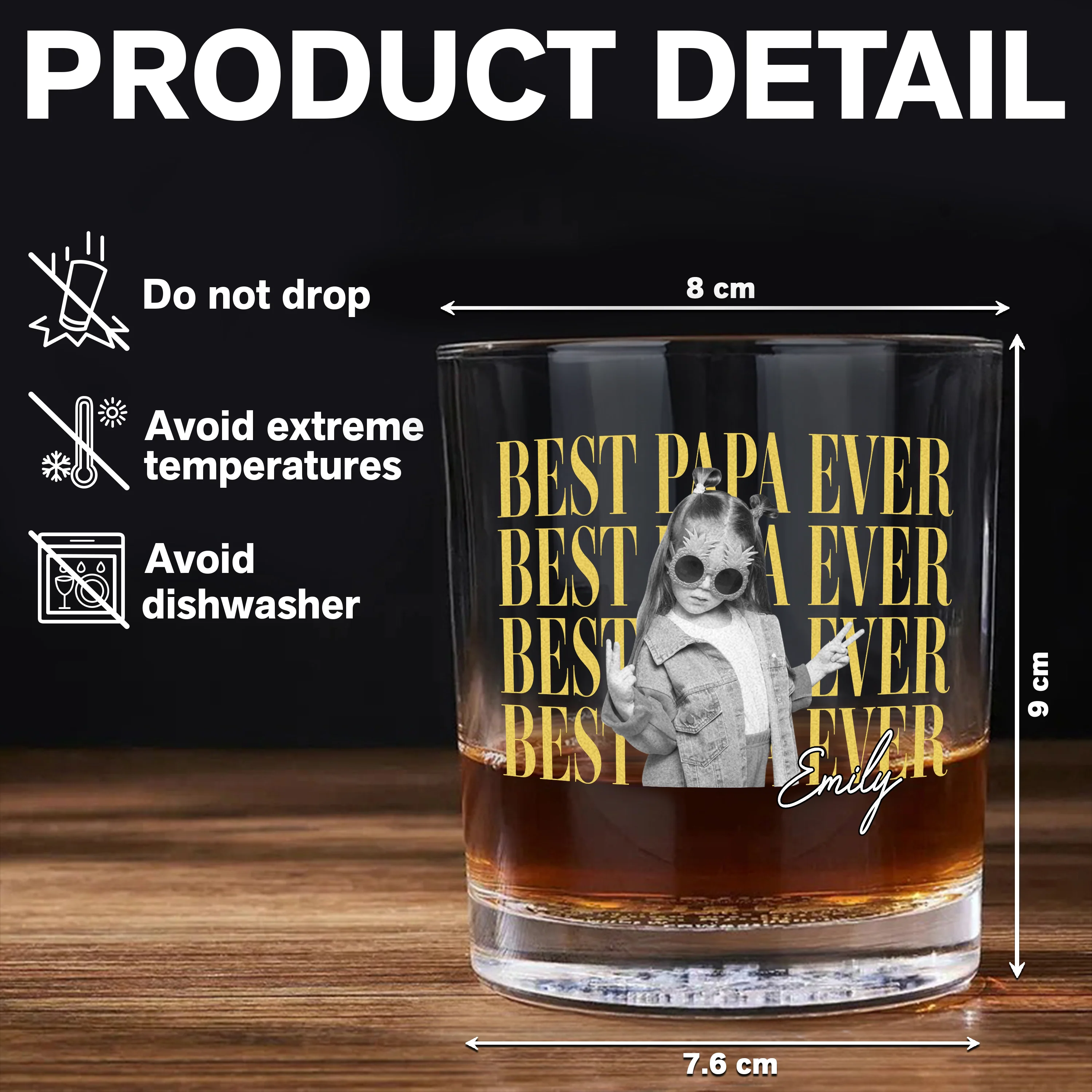 Personalized Vintage Photo Best Dad Mom Ever Whiskey Glass CH07 911518 - Image 7