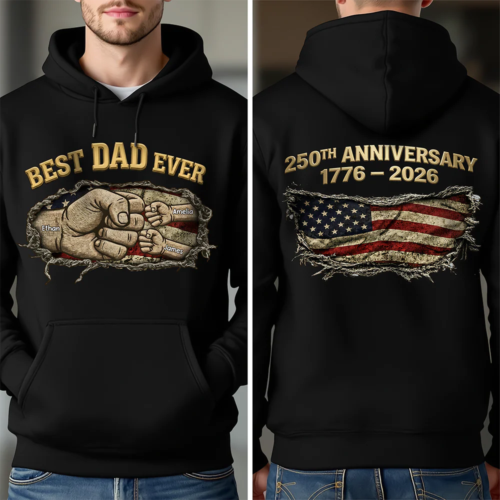 Proud 250th Anniversary Dad Back & Font Shirt Best Dad Ever Dark Shirt CH07 911020 - Image 4
