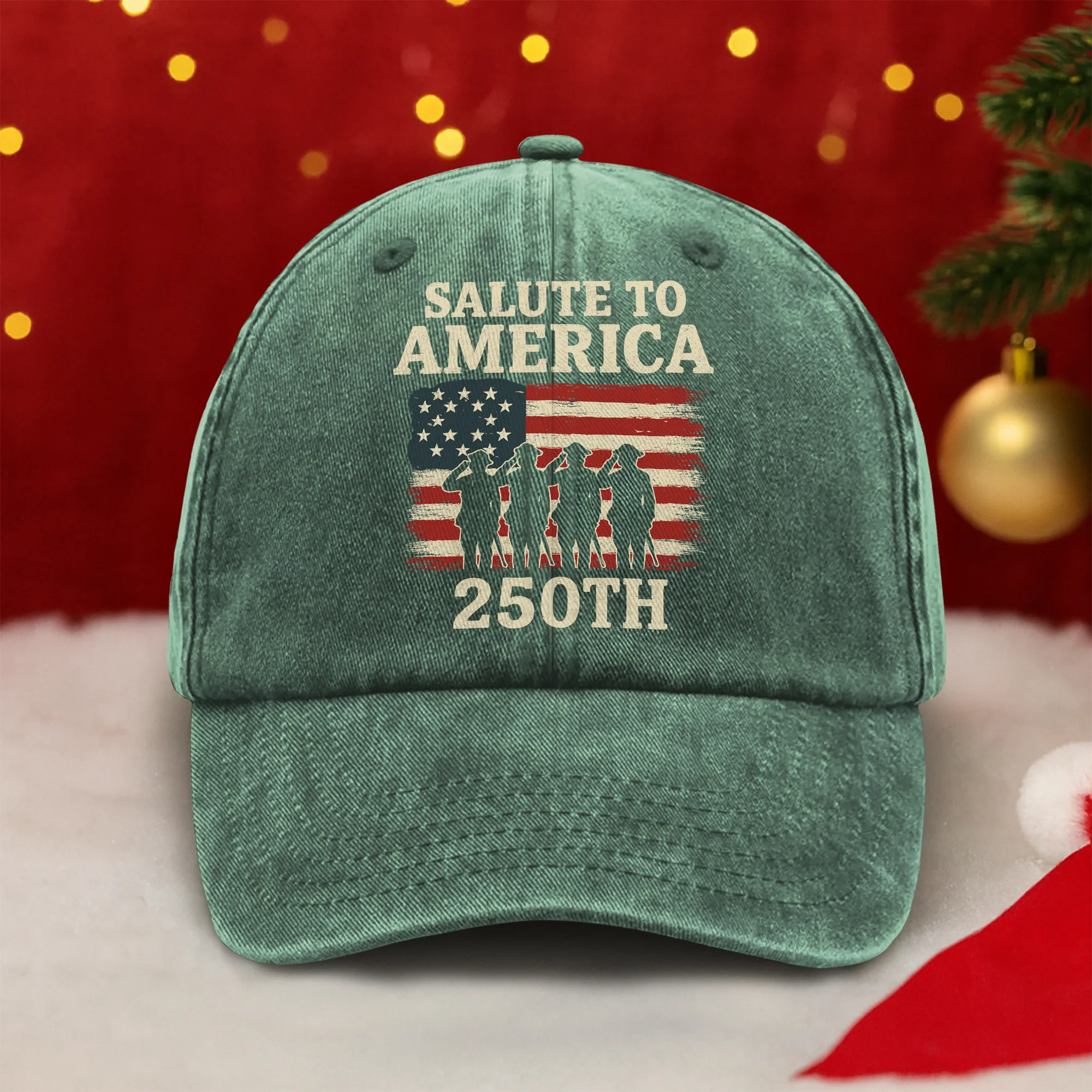 Salute To America 250th Veteran Washed Denim Baseball Cap Happy America 250 Gifts CH07 896730 - Image 2