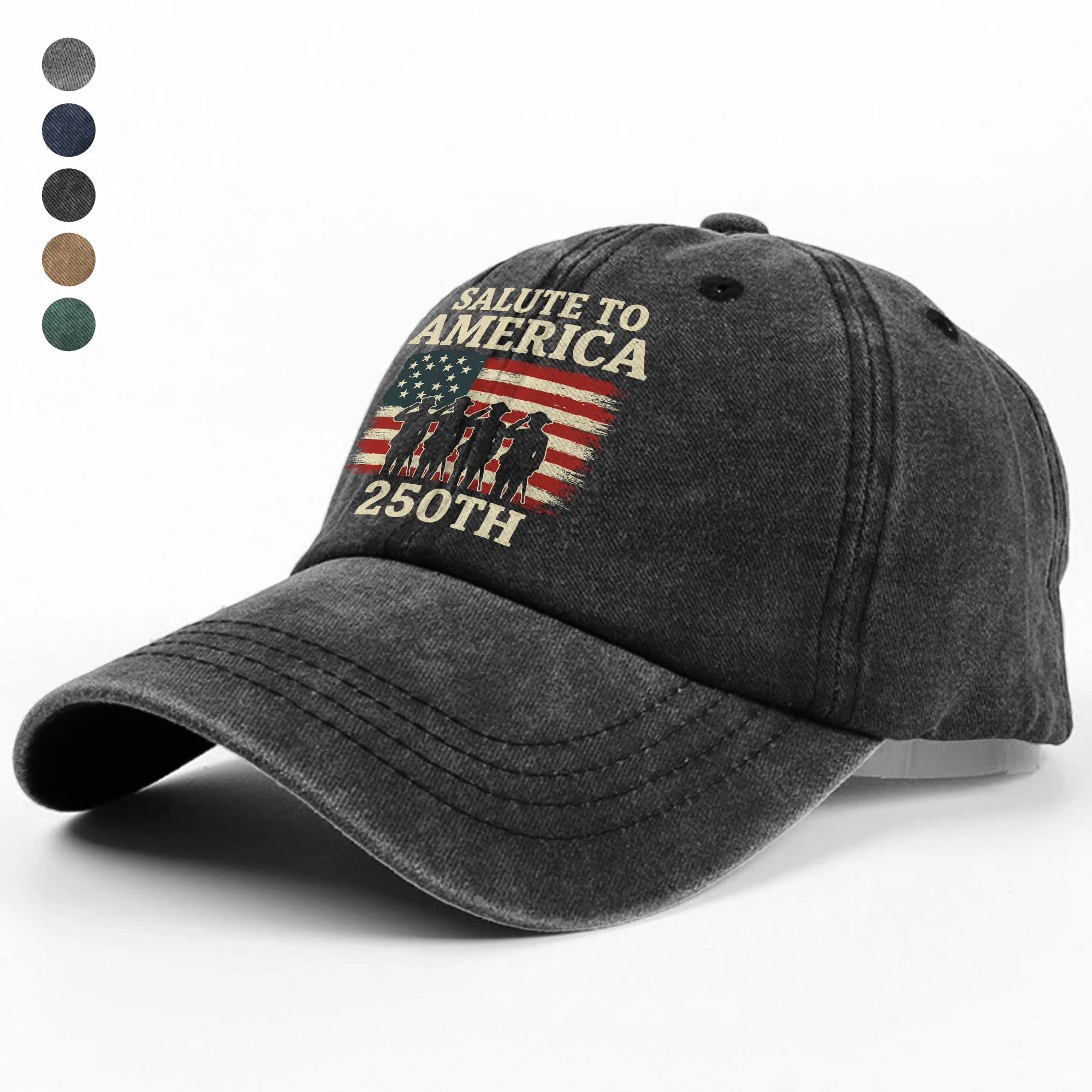 Salute To America 250th Veteran Washed Denim Baseball Cap Happy America 250 Gifts CH07 896730 - Image 3