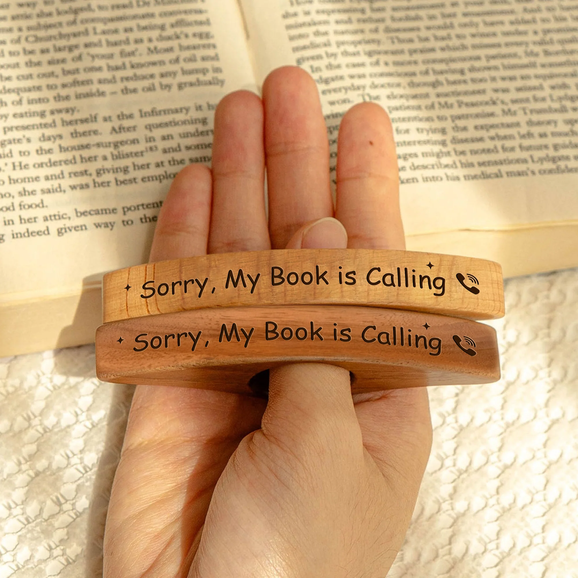 Sorry, My Book is Calling Personalized Engraved Book Page Holder Funny Gifts For Book Lovers CH07 899558 - Image 3