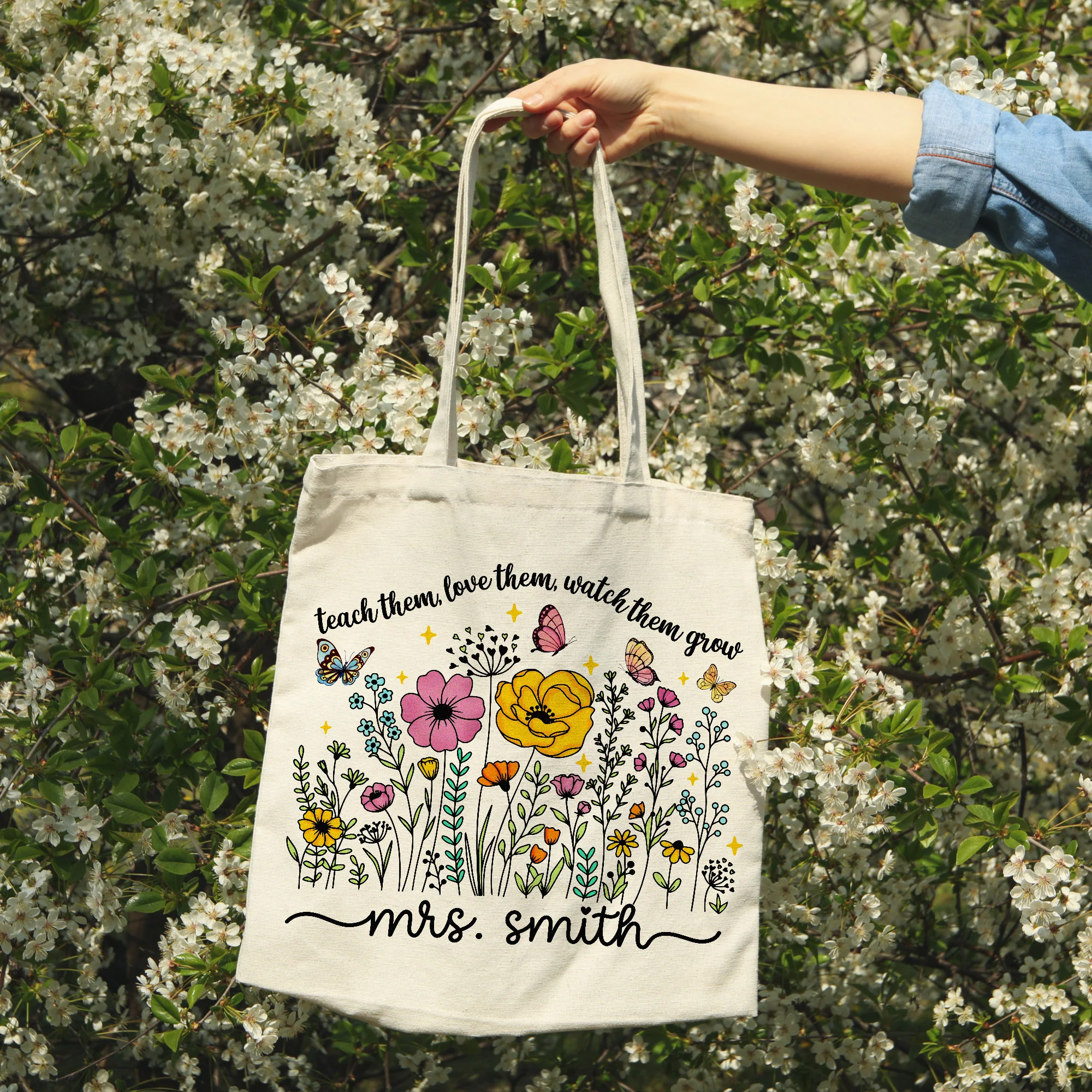 Teach Them Love Them Watch Them Grow Teacher Tote Bag Appreciation Gift For Teacher CH07 896150 - Image 6