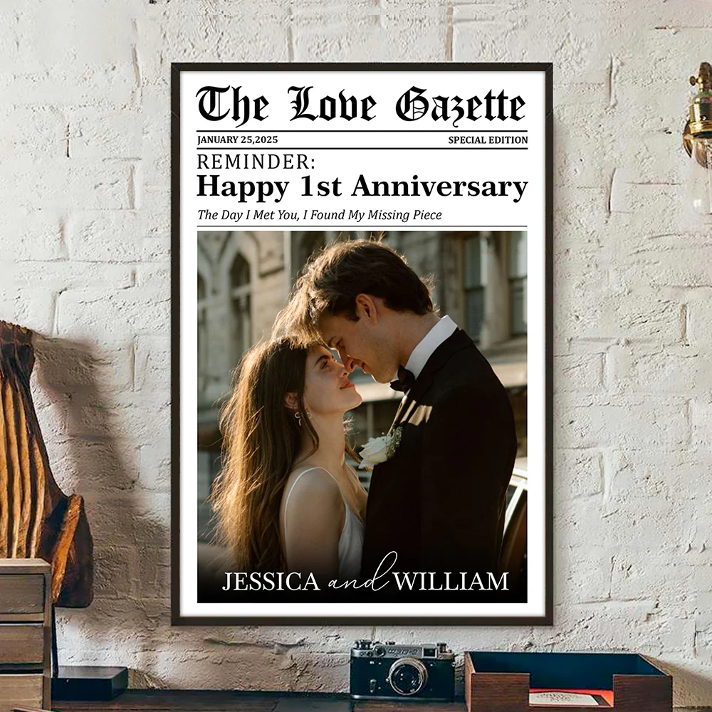 The Love Gazette Custom Couple Photo Newspaper Style Poster Canvas Anniversary Gift for Couple CH07 896484 - Image 3