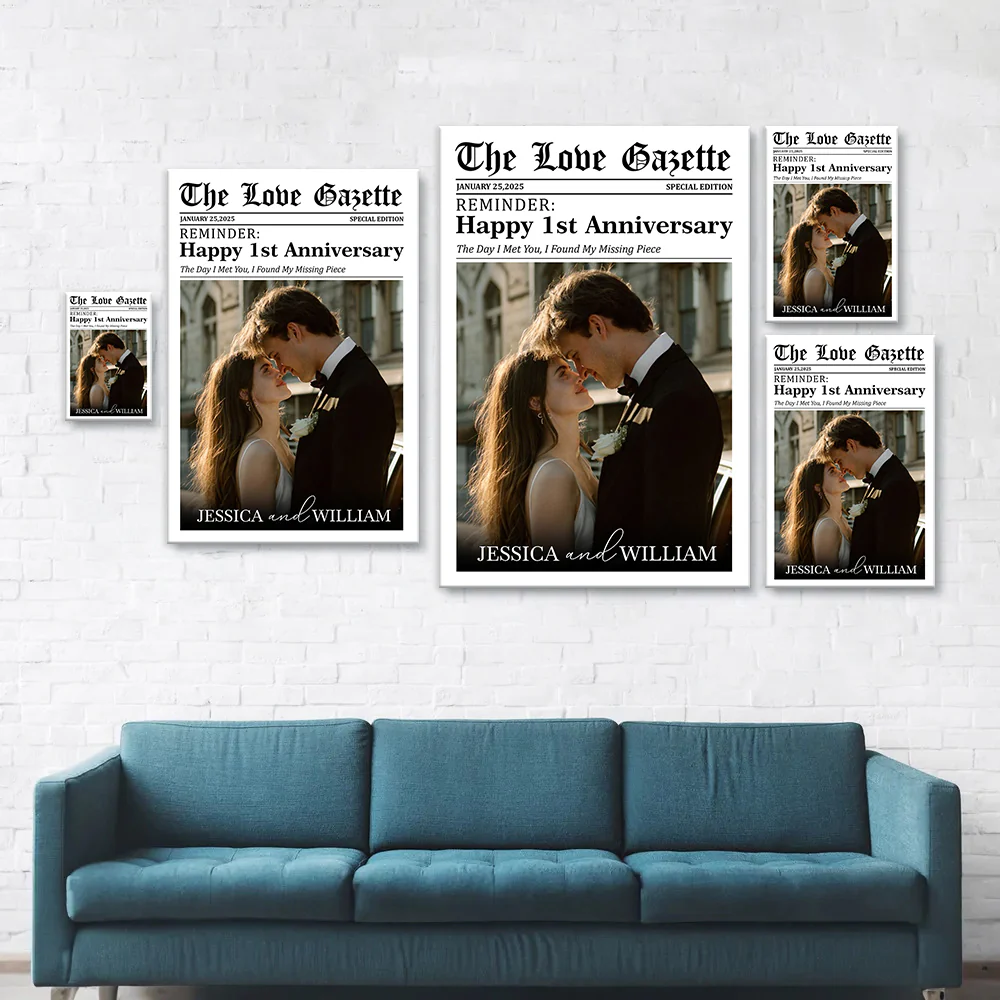 The Love Gazette Custom Couple Photo Newspaper Style Poster Canvas Anniversary Gift for Couple CH07 896484 - Image 7